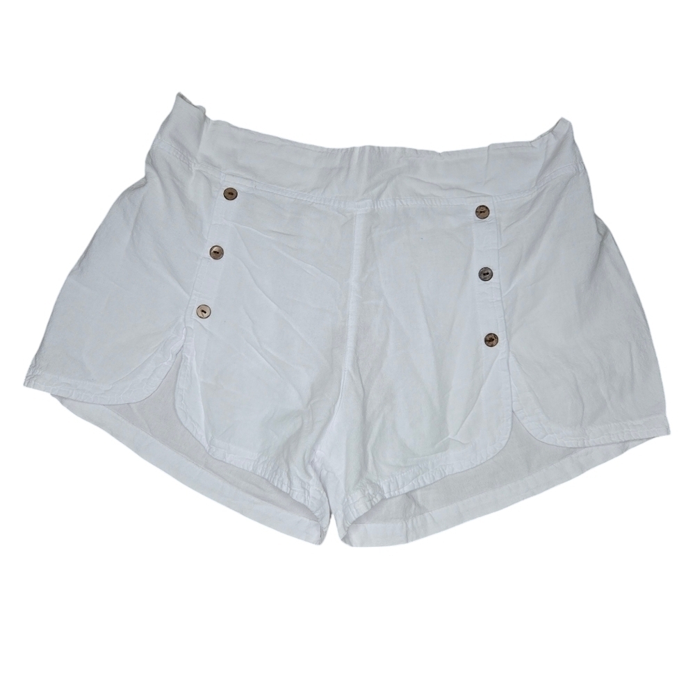 BLANCO Women's White Cotton Button-Detail Beach Swim Cover Up Shorts Size XXL